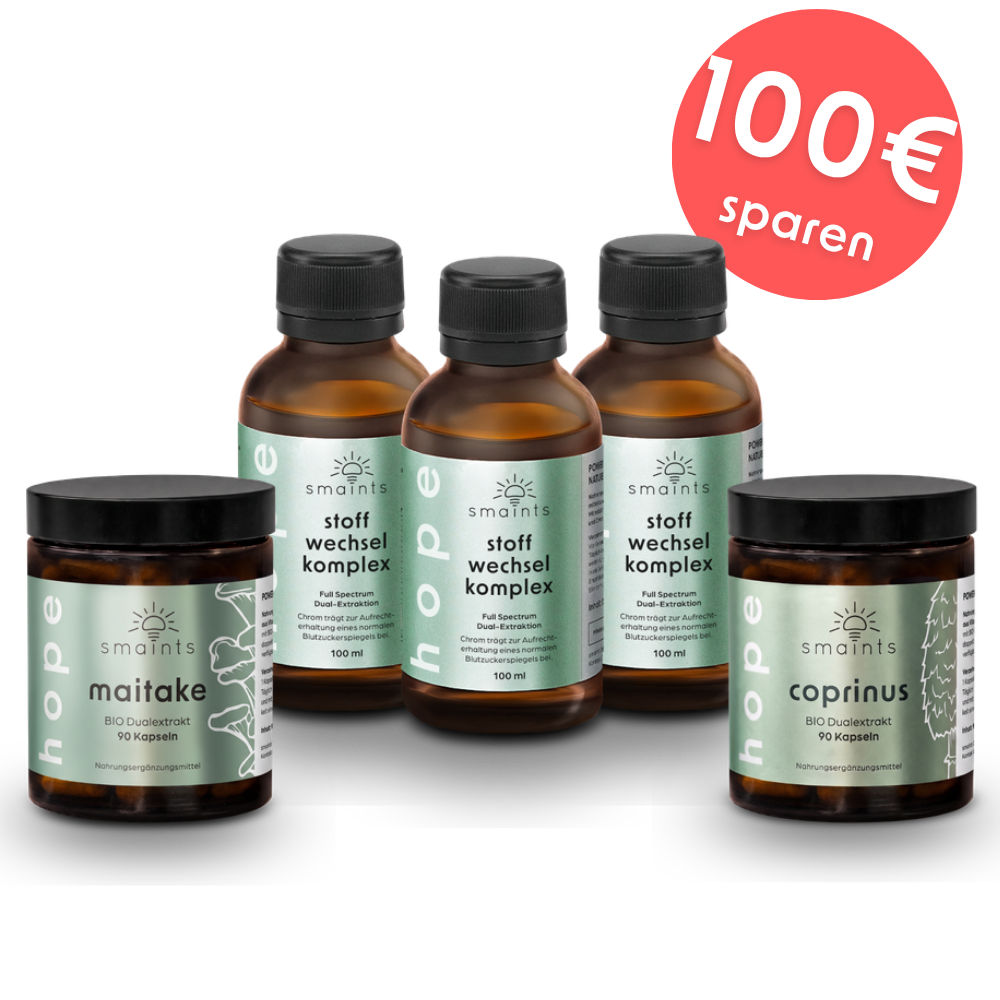 Stoffwechsel 3-Monats-Kur - 3x Stoffwechsel Komplex + 1x Maitake und 1x Coprinus Kapseln