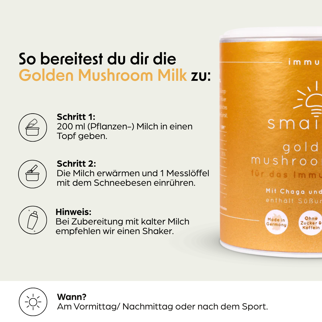 Golden Mushroom Milk mit Chaga und Shiitake