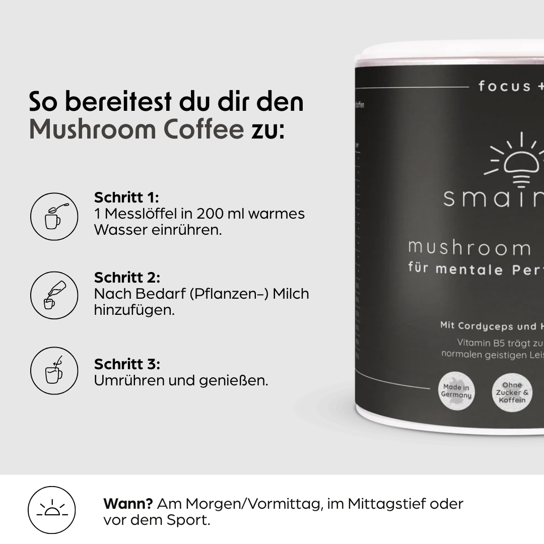 Mushroom Coffee mit Cordyceps und Hericium