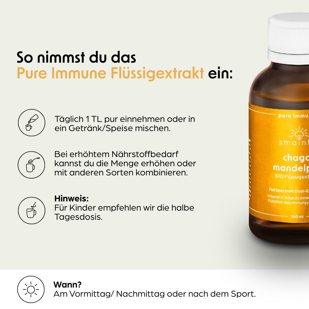 Pure Immune Flüssigextrakt mit Chaga und Agaricus