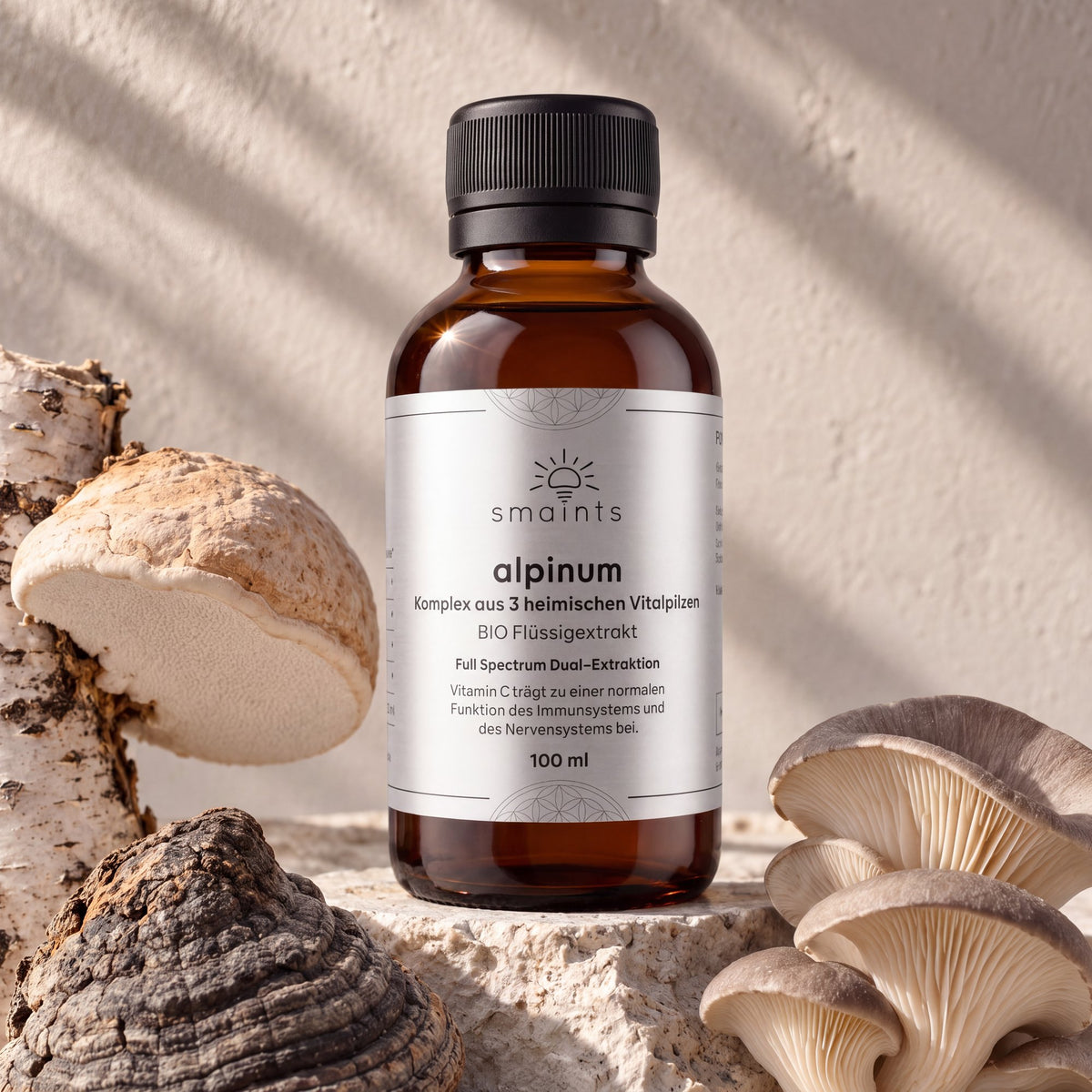 alpinum mit den drei heimischen Vitalpilzen
